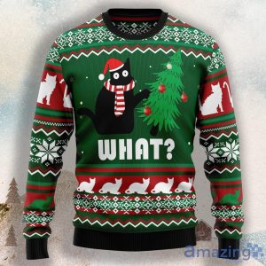 Black Cat What Christmas Ugly Christmas Sweater For Men & Women Product Photo 1