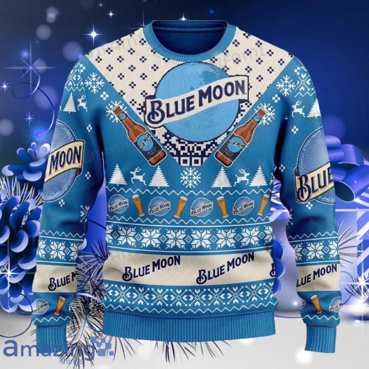 Blue Moon Beer Ugly Sweater Impressive Gift Logo Glass Christmas Gift For Beer Lovers image Blue Moon Beer Ugly Sweater Impressive Gift Logo Glass Christmas Gift For Beer Lovers Product Photo 1