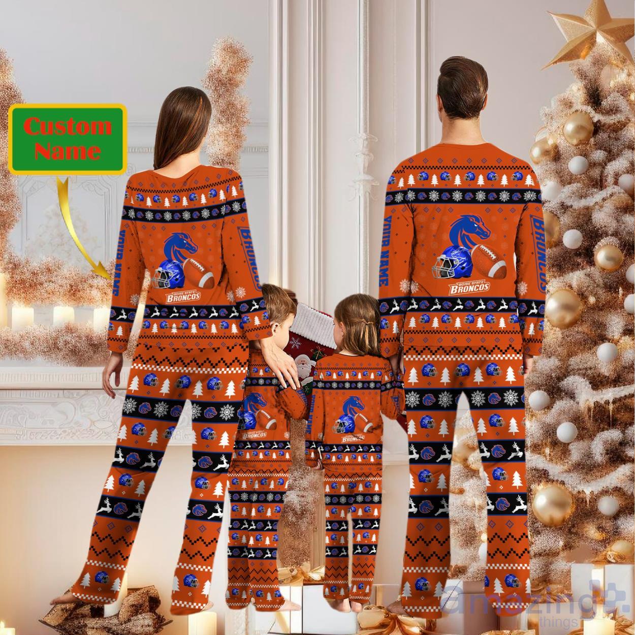 Boise State Broncos Personalized Christmas Pajamas For Fans image Boise State Broncos Personalized Christmas Pajamas For Fans Product Photo 2