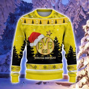 Borussia Dortmund II Logo Wearing Santa Hat Ugly Christmas Sweater Christmas Gift 3D Sweater Product Photo 2