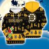 Boston Bruins 3D Hooodie Ugly Sweater Sweatshirt Christmas Pattern Grinch Custom Name Ice Hockey NHL Fans