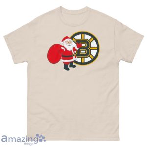 Boston Bruins Santa Claus Logo Christmas T Shirt Product Photo 1