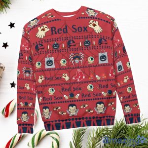 Boston Red Sox Pumpkin Halloween Spooky Ghost Pattern Funny 3D Sweater Men And Women Gift Product Photo 2