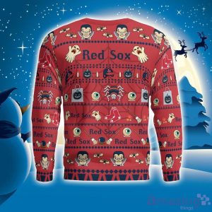Boston Red Sox Pumpkin Halloween Spooky Ghost Pattern Funny 3D Sweater Men And Women Gift Product Photo 3