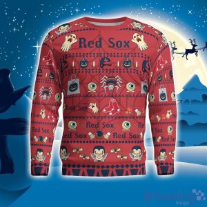 Boston Red Sox Pumpkin Halloween Spooky Ghost Pattern Funny 3D Sweater Men And Women Gift Product Photo 4