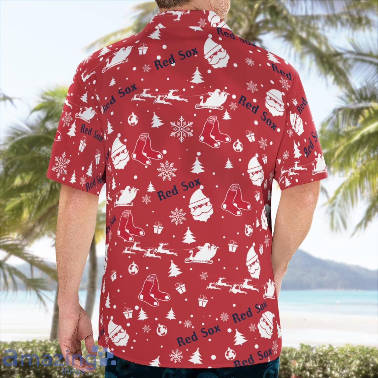 Boston Red Sox Santa Claus Christmas Pattern Cute Christmas Gift Hawaiian Shirt image Boston Red Sox Santa Claus Christmas Pattern Cute Christmas Gift Hawaiian Shirt Product Photo 2
