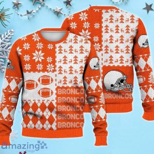 Broncos Ugly Sweater Christmas, Retro Football American Sweatshirt Pattern 3D For Fans Product Photo 1
