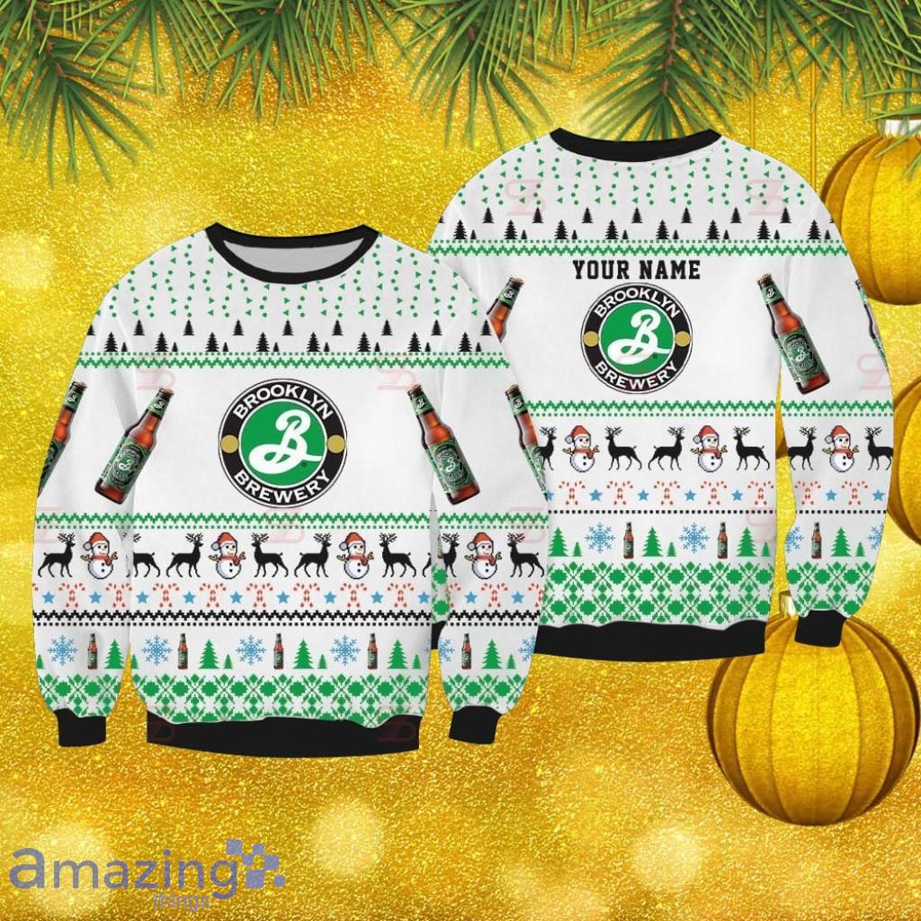 Brooklyn Brewery Custom Name Ugly Sweater 3D Gift Christmas image Brooklyn Brewery Custom Name Ugly Sweater 3D Gift Christmas Product Photo 1