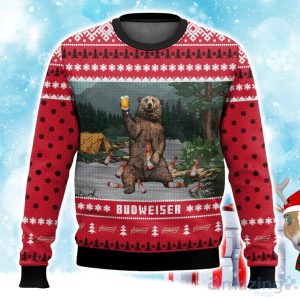 Budweiser Bear Ugly Christmas Sweater Xmas Gift Ideas For Men Women Product Photo 1