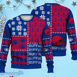Buffalo Ugly Sweater Christmas, Retro Football American Sweatshirt Pattern 3D For Fans Product Photo 1