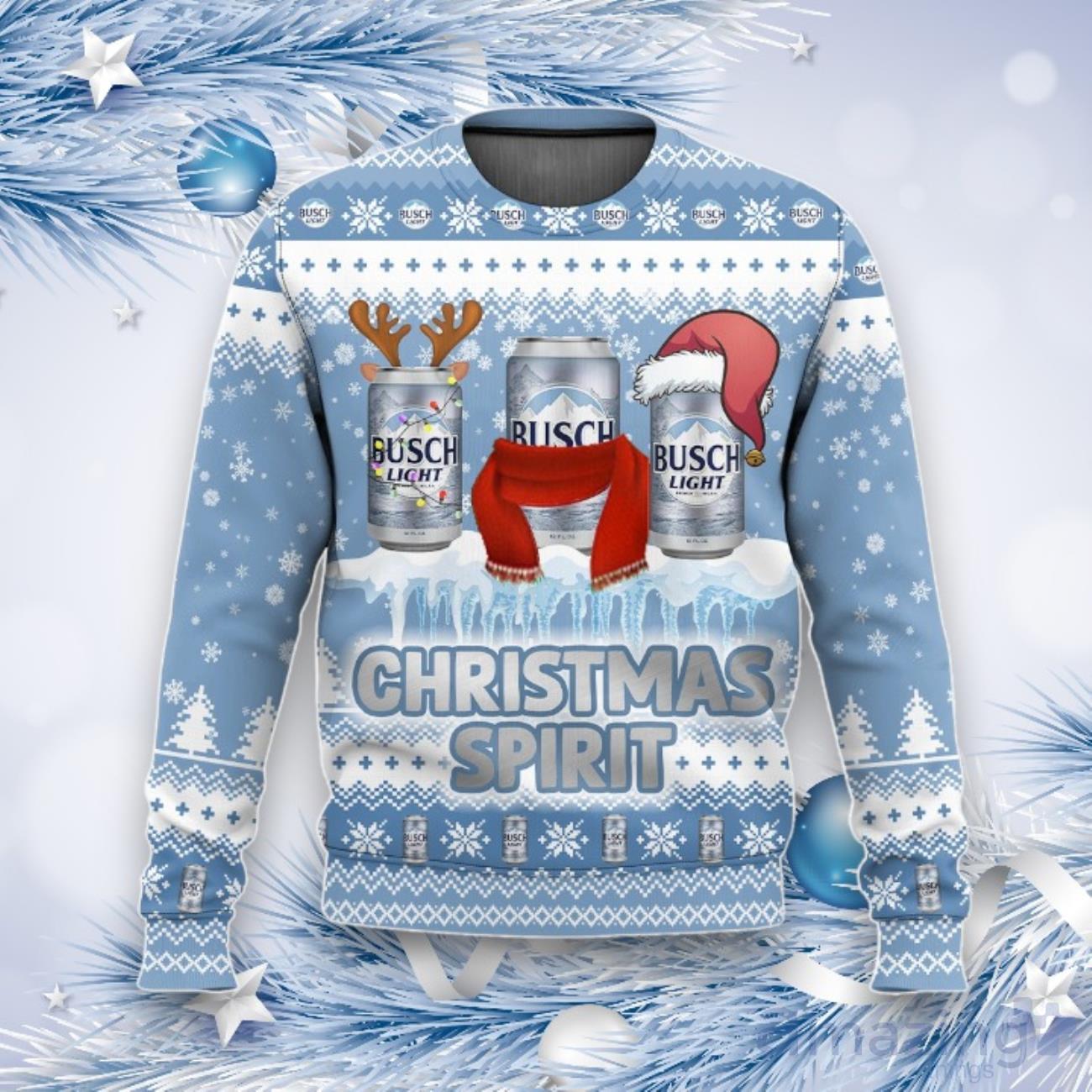 Busch Light Christmas Spirit Ugly Christmas Sweater image Busch Light Christmas Spirit Ugly Christmas Sweater Product Photo 1