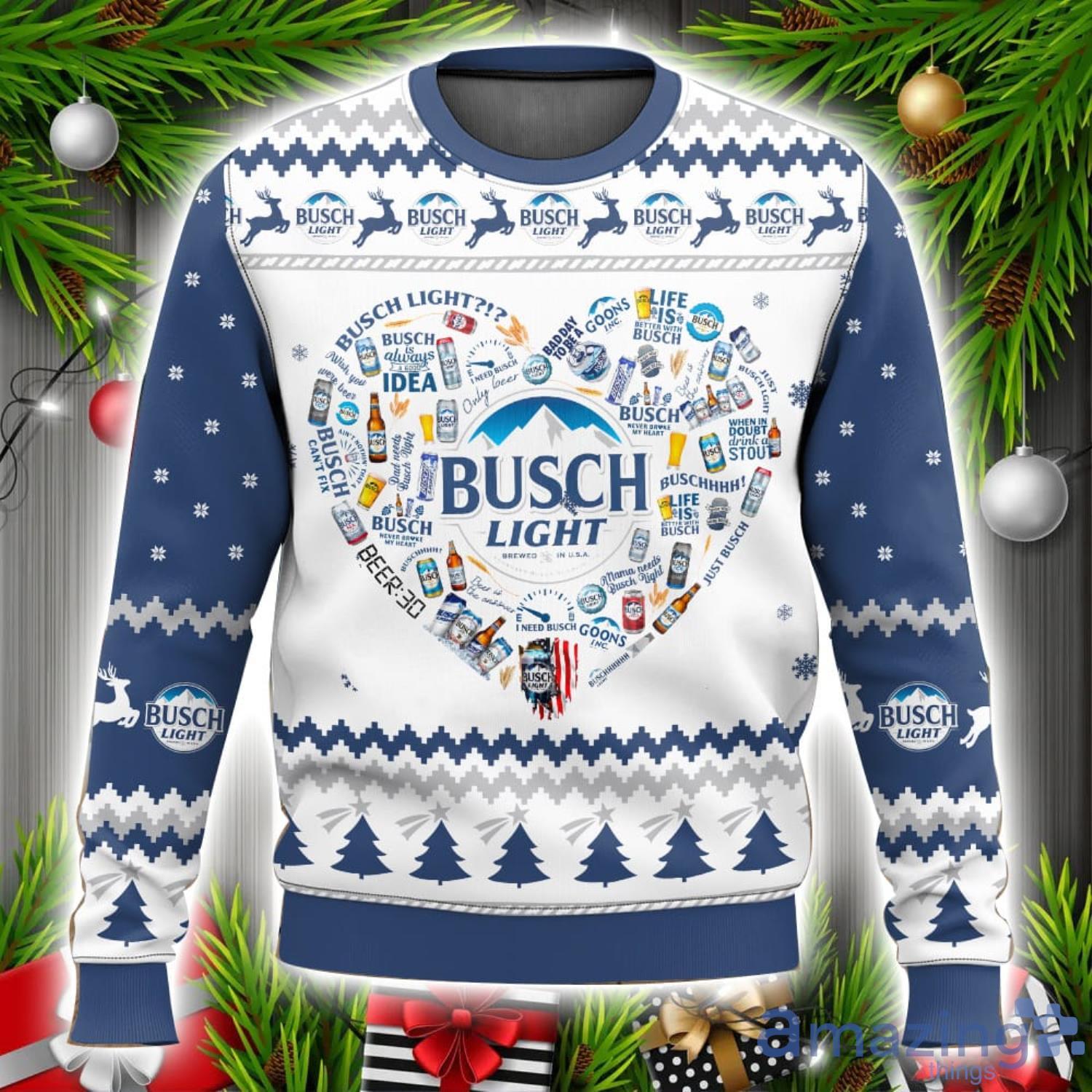 Busch Light Heart Ugly Christmas Sweater Xmas Christmas Gift image Busch Light Heart Ugly Christmas Sweater Xmas Christmas Gift Product Photo 1