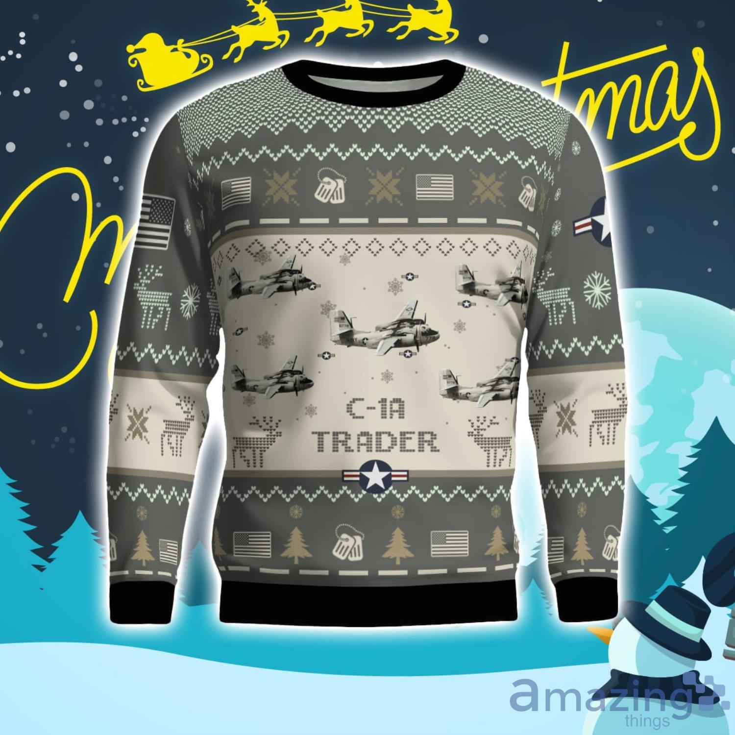 C 1A Trader C1A Aircraft New Trend Veteran Sweater Ugly Christmas Sweater Gift For Christmas image C-1A Trader C1A_ Aircraft New Trend Veteran Sweater Ugly Christmas Sweater Gift For Christmas Product Photo 2