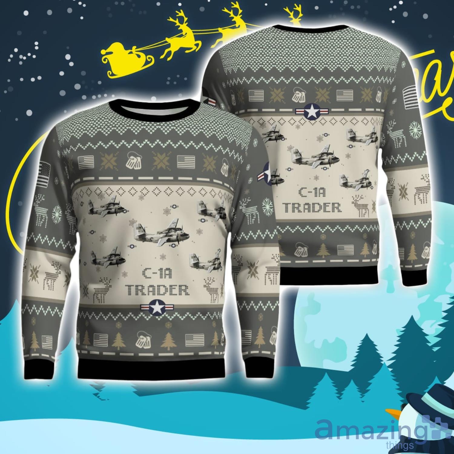 C 1A Trader C1A Aircraft New Trend Veteran Sweater Ugly Christmas Sweater Gift For Christmas image C-1A Trader C1A_ Aircraft New Trend Veteran Sweater Ugly Christmas Sweater Gift For Christmas Product Photo 1