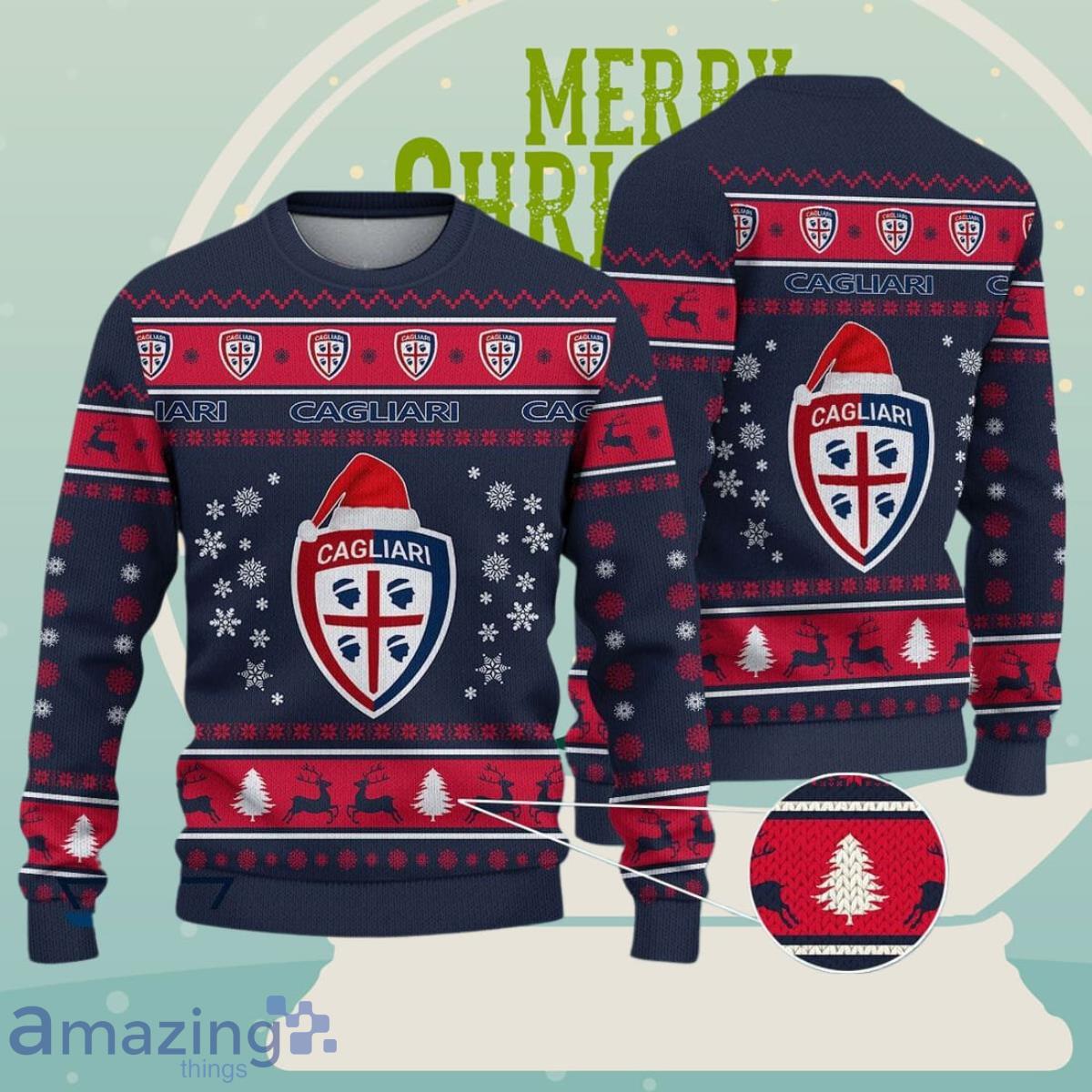 Cagliari Calcio Football Lega Serie A Ugly Sweater Christmas Impressive Gift For Men And Women image Cagliari Calcio Football Lega Serie A Ugly Sweater Christmas Impressive Gift For Men And Women Product Photo 1