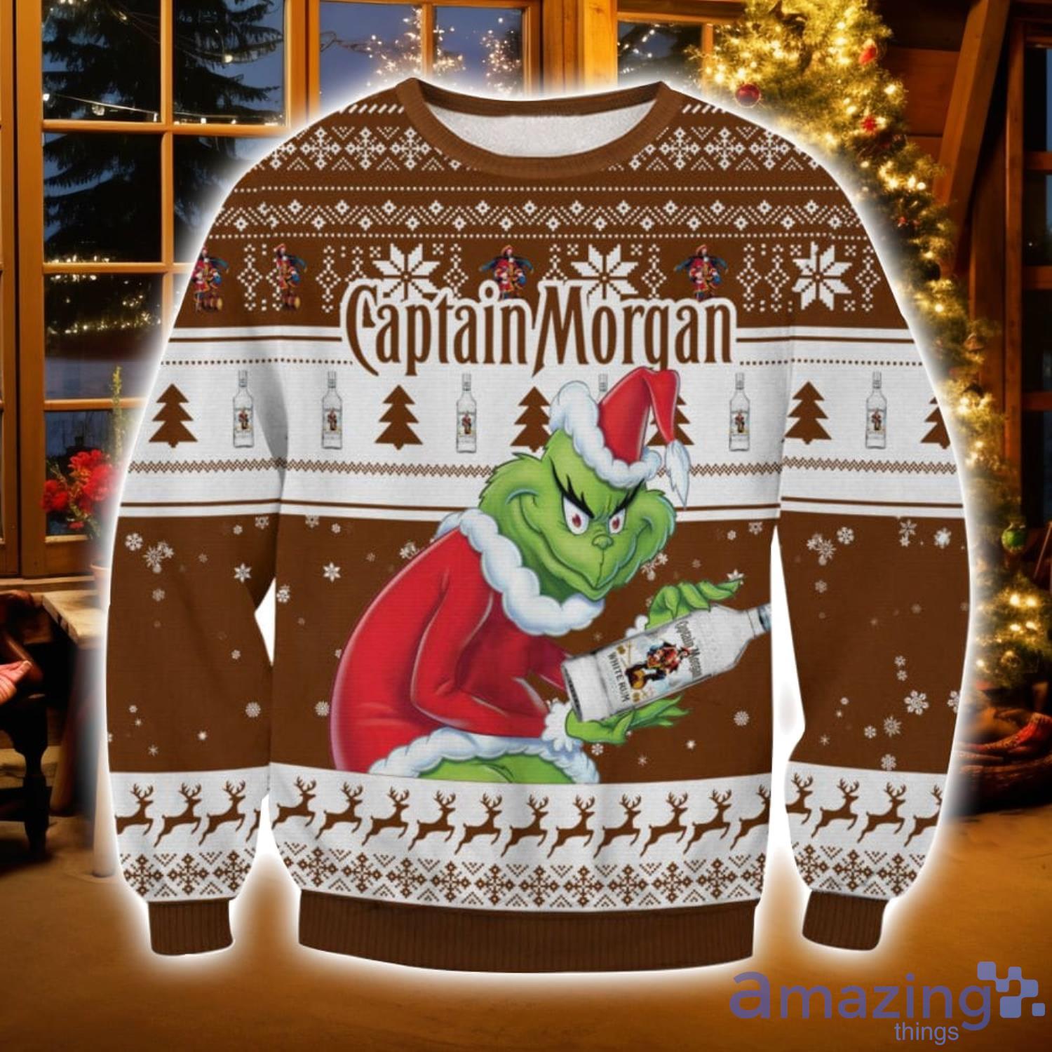 Captain Morgan Grinch Ugly Christmas Sweater Christmas Gift For Sport Fans image Captain Morgan Grinch Ugly Christmas Sweater Christmas Gift For Sport Fans Product Photo 1