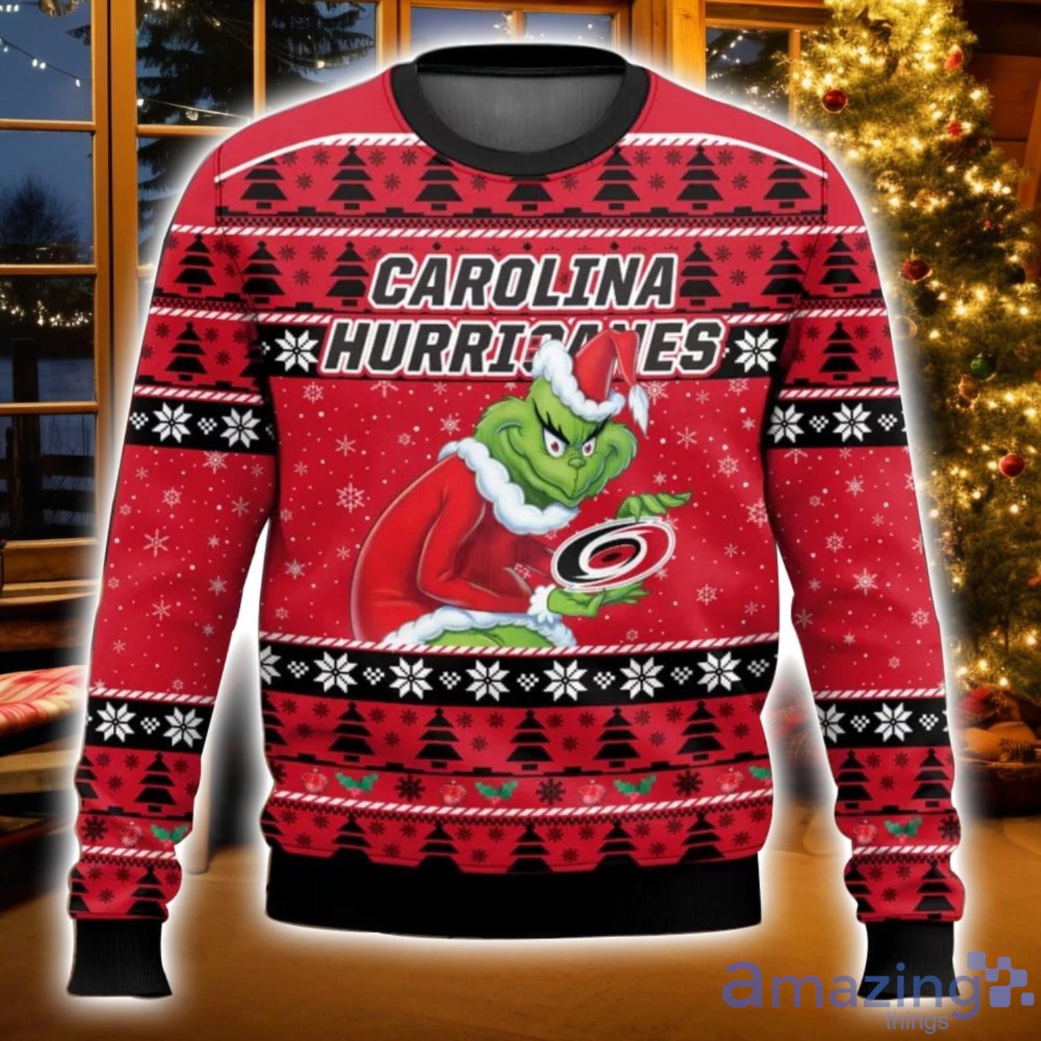 Carolina Hurricanes Grinch Ugly Christmas Sweater Christmas Gift For Sport Fans Product Photo 1