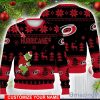 Carolina Hurricanes Grinch Ugly Christmas Sweater Ice Hockey NHL Christmas Gift 3D Sweater Custom Name