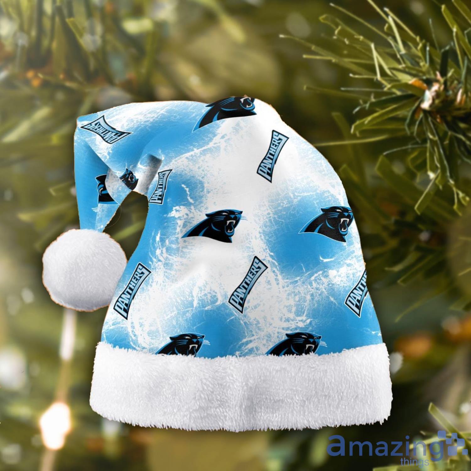 Carolina Panthers Logo Pattern Santa Hat Christmas Gift For Fans image Carolina Panthers Logo Pattern Santa Hat Christmas Gift For Fans Product Photo 4