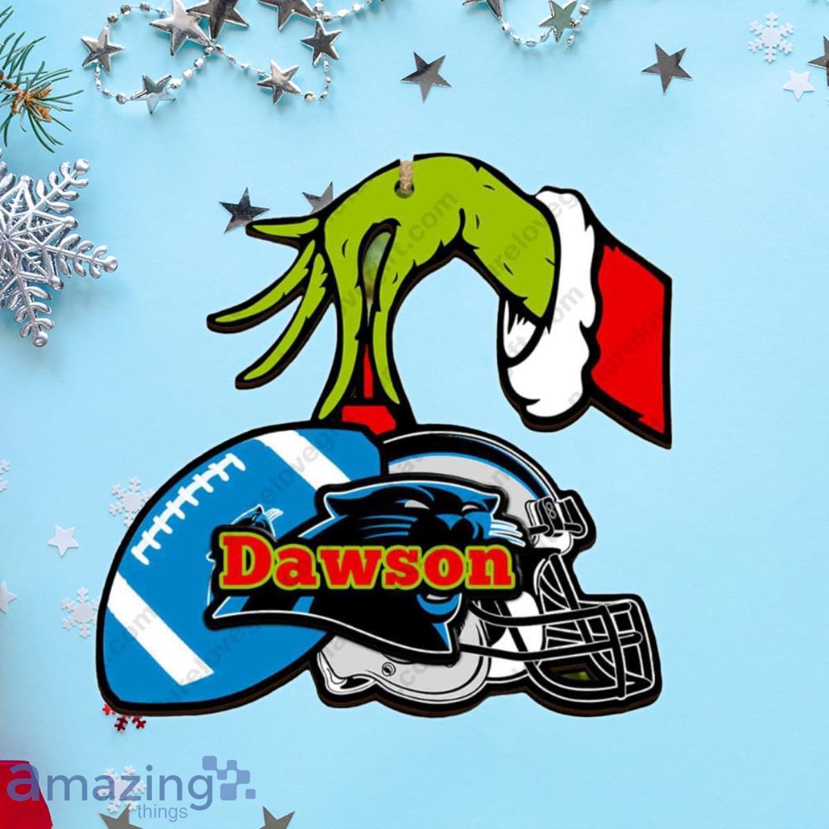Carolina Panthers NFL Custom Name Grinch Christmas Ornament Tree Decorations image Carolina Panthers NFL Custom Name Grinch Christmas Ornament Tree Decorations Product Photo 1