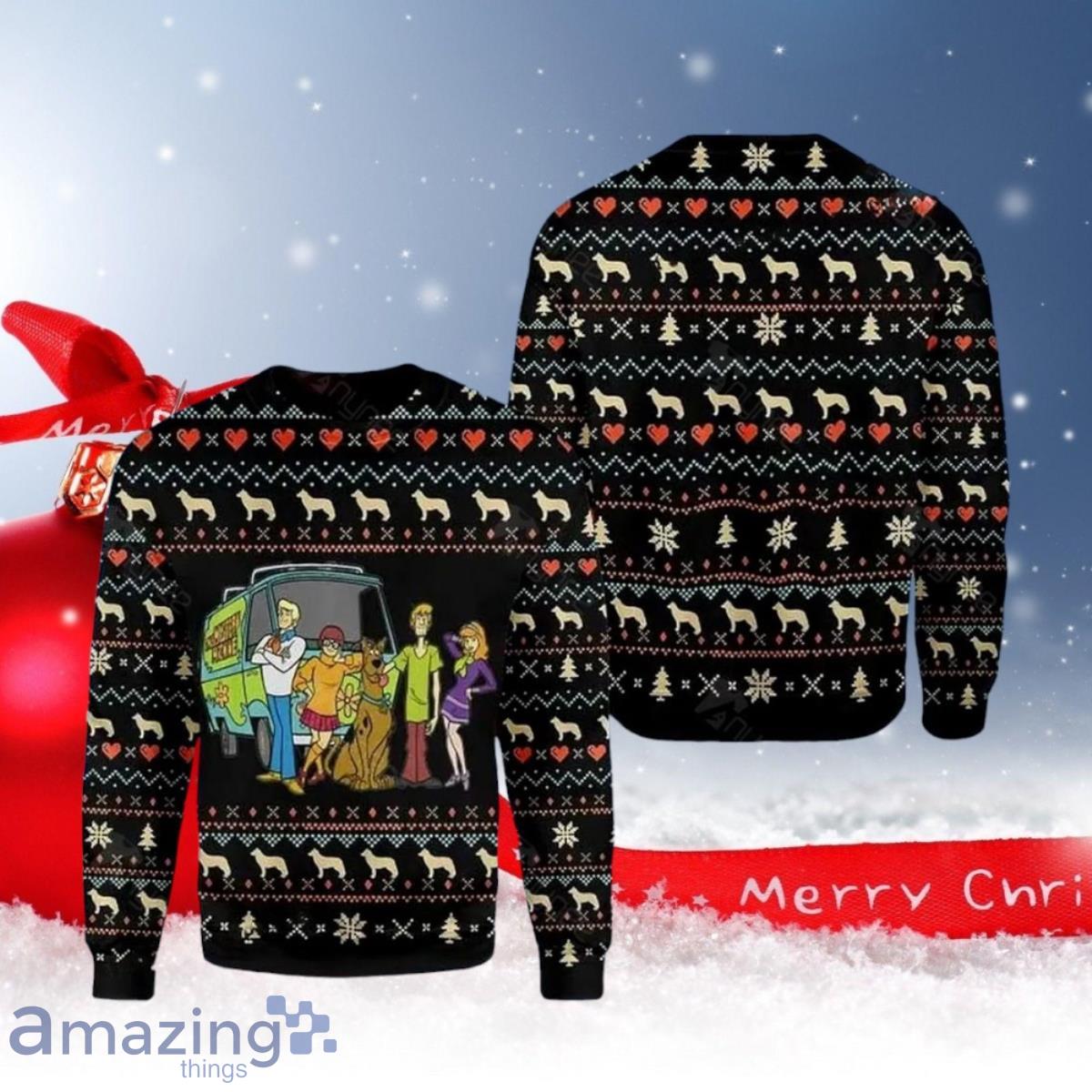 Cartoon Characters Scooby Doo Ugly Christmas Sweater Gift For Men Women image Cartoon Characters Scooby Doo Ugly Christmas Sweater Gift For Men Women Product Photo 1
