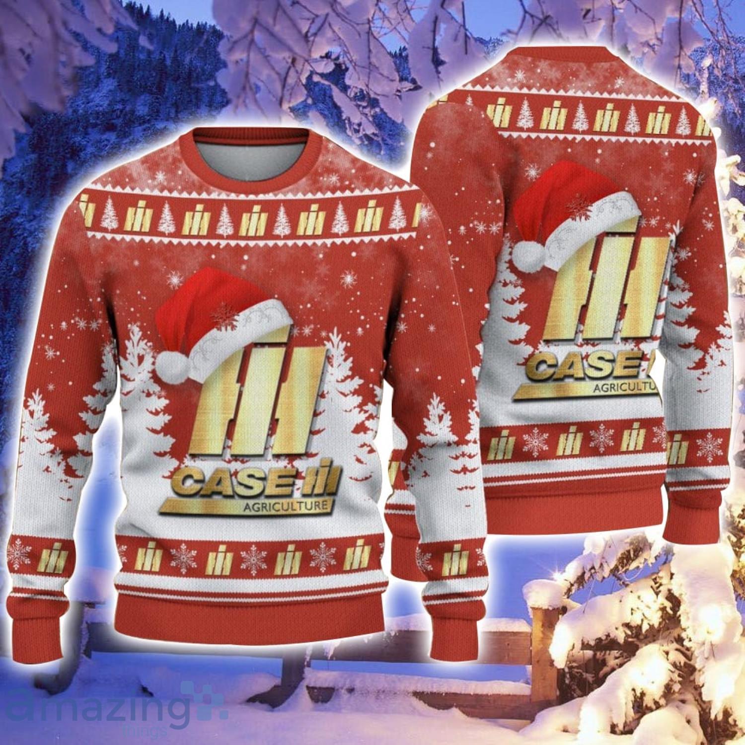 Case IH Santa Hat Pattern Ugly Christmas Sweater For Men And Women image Case IH Santa Hat Pattern Ugly Christmas Sweater For Men And Women Product Photo 1