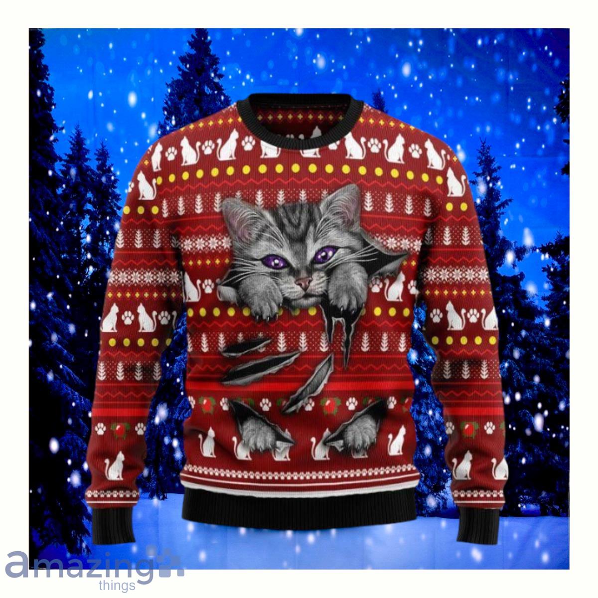 Cat Scratch Ugly Christmas Sweater Best Gifts Product Photo 1