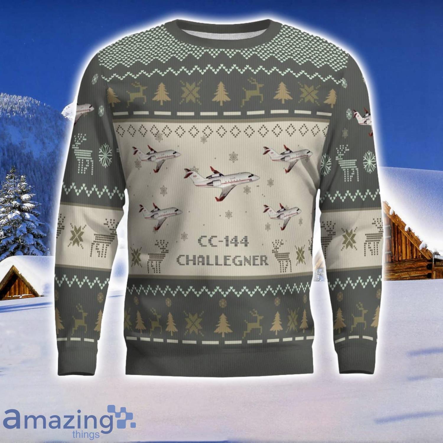 CC 144 Challegner CC144 Aircraft Ugly Christmas Sweater Aircraft Lover Gift Veteran Aircraft All Over Printed Sweater image CC-144 Challegner CC144 Aircraft Ugly Christmas Sweater Aircraft Lover Gift Veteran Aircraft All Over Printed Sweater Product Photo 2