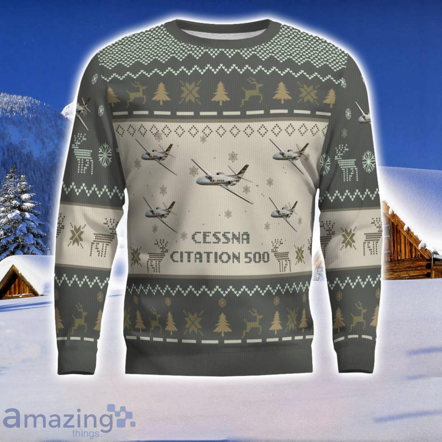Cessna Citation 500 Aircraft Ugly Christmas Sweater Aircraft Lover Gift Veteran Aircraft All Over Printed Sweater image Cessna Citation 500 Aircraft Ugly Christmas Sweater Aircraft Lover Gift Veteran Aircraft All Over Printed Sweater Product Photo 2