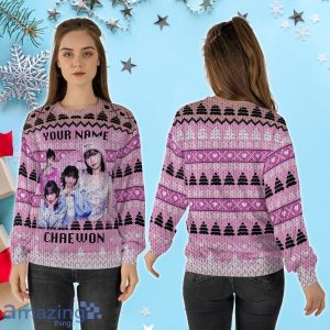 Chaewon Christmas Santa Claus, Custom Name Ugly Sweater Product Photo 2