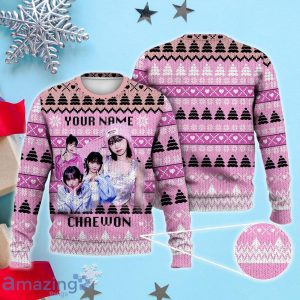 Chaewon Christmas Santa Claus, Custom Name Ugly Sweater Product Photo 1