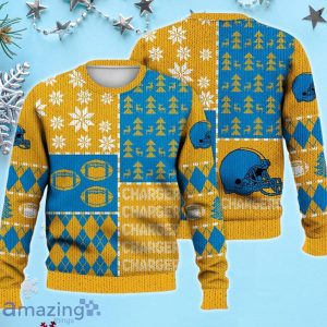 Chargers Ugly Sweater Christmas, Retro Football American Sweatshirt Pattern 3D For Fans Product Photo 1