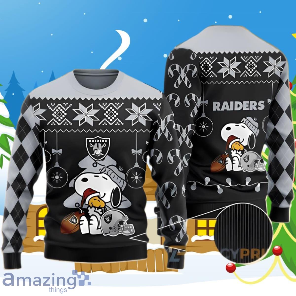Charlie Brown Peanuts Snoopy Raiders NFL Ugly Sweater Unique Gift image Charlie Brown Peanuts Snoopy Raiders NFL Ugly Sweater Unique Gift Product Photo 1