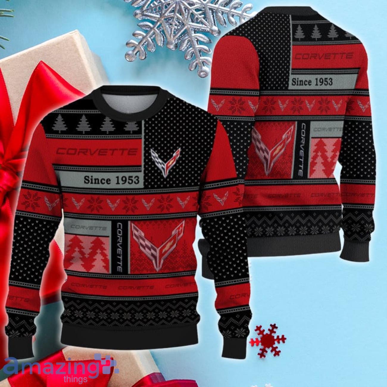 Chevrolet Corvette Ugly Christmas Sweater, Xmas Gift For Men Women image Chevrolet Corvette Ugly Christmas Sweater, Xmas Gift For Men Women Product Photo 1
