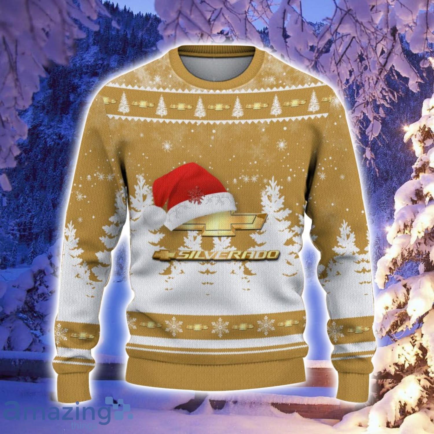 Chevrolet Silverado Santa Hat Pattern Ugly Christmas Sweater For Men And Women image Chevrolet Silverado Santa Hat Pattern Ugly Christmas Sweater For Men And Women Product Photo 2