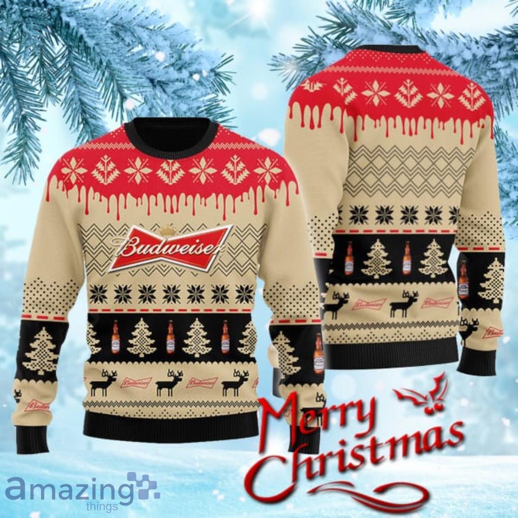 Chevron Pattern Budweiser Christmas Christmas Ugly Sweater Gift For Men And Women image Chevron Pattern Budweiser Christmas Christmas Ugly Sweater Gift For Men And Women Product Photo 1