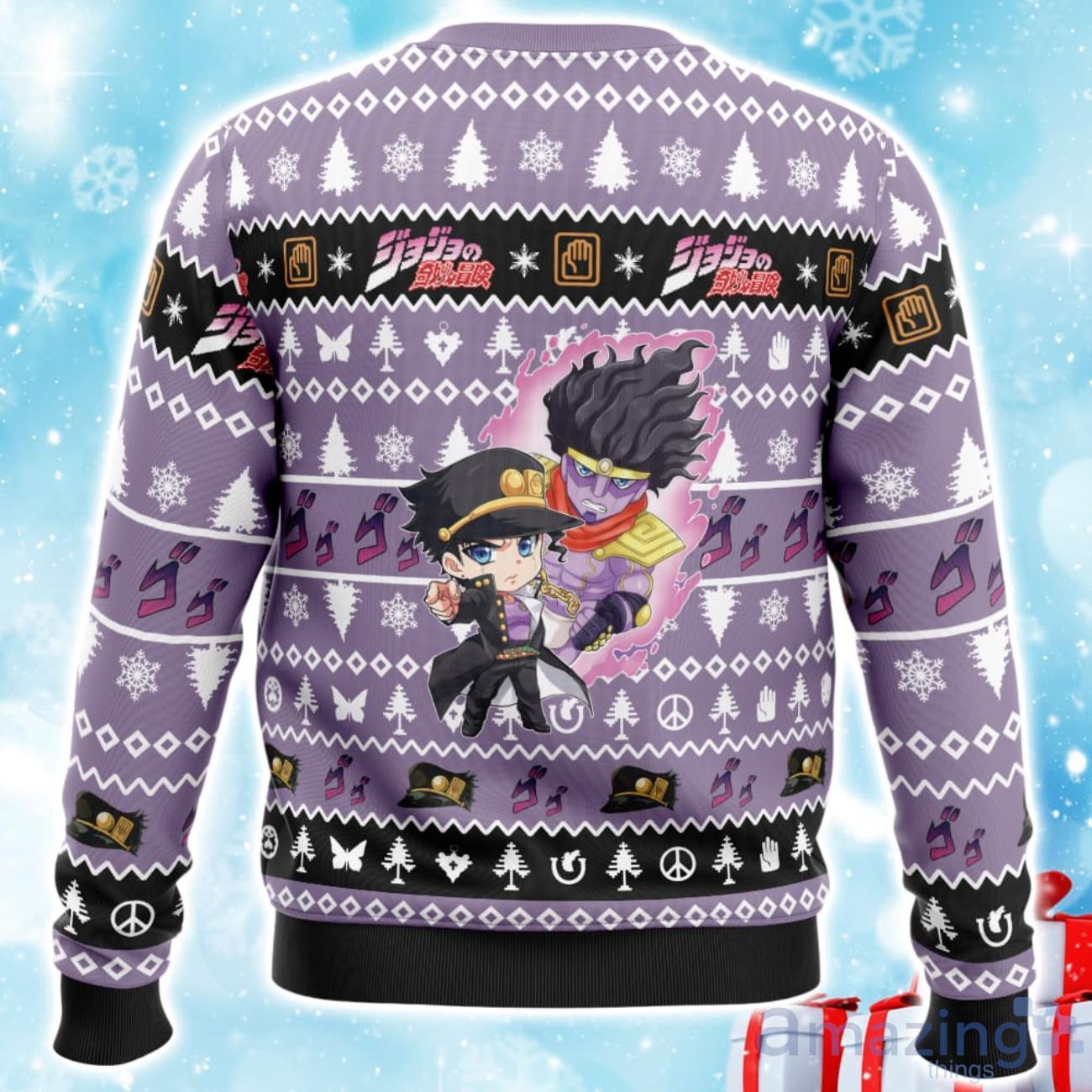 Chibi Jotaro Kujo Jojo’s Bizarre Adventure Ugly Christmas Sweater Xmas Gift For Men Women image Chibi Jotaro Kujo Jojo’s Bizarre Adventure Ugly Christmas Sweater Xmas Gift For Men Women Product Photo 2