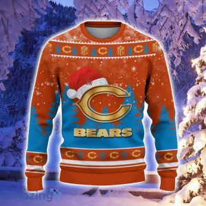 Chicago Bears Santa Hat Pattern Ugly Christmas Sweater For Men And Women Product Photo 2