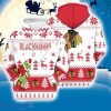 Chicago Blackhawks 3D Hooodie Ugly Sweater Sweatshirt Christmas Pattern Grinch Custom Name Ice Hockey NHL Fans