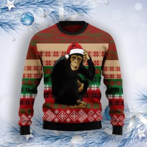 Chimpanzee Christmas Ugly Christmas Sweater Product Photo 1