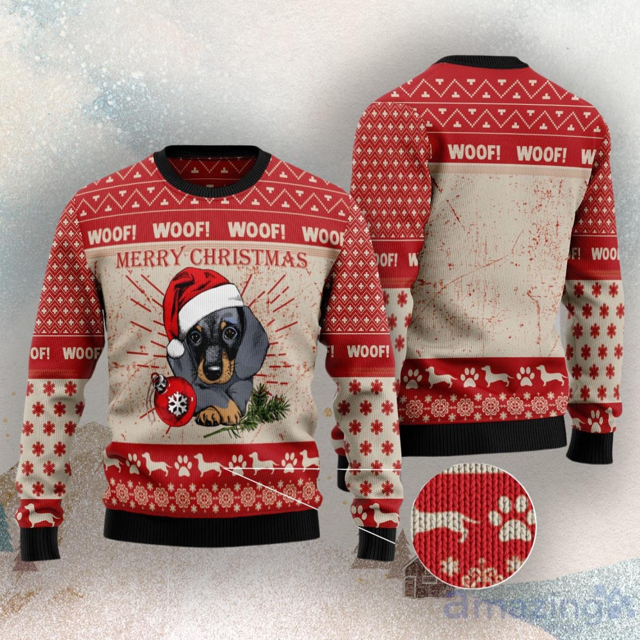 Christmas Dachshund Dog Ugly Christmas Sweater image Christmas Dachshund Dog Ugly Christmas Sweater Product Photo 1