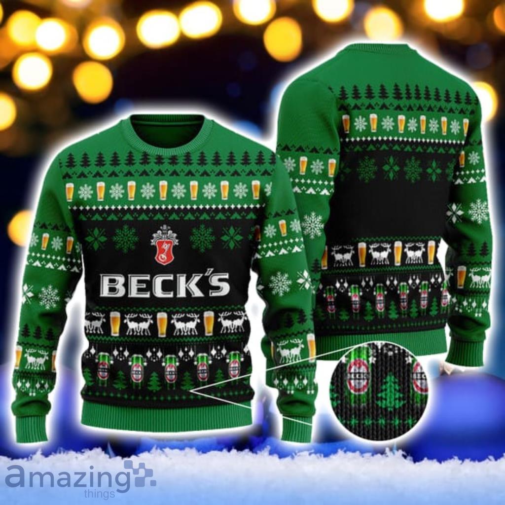 Christmas Geo Pattern Beck's Beer Christmas Ugly Sweater Gift For Men And Women image Christmas Geo Pattern Beck's Beer Christmas Ugly Sweater Gift For Men And Women