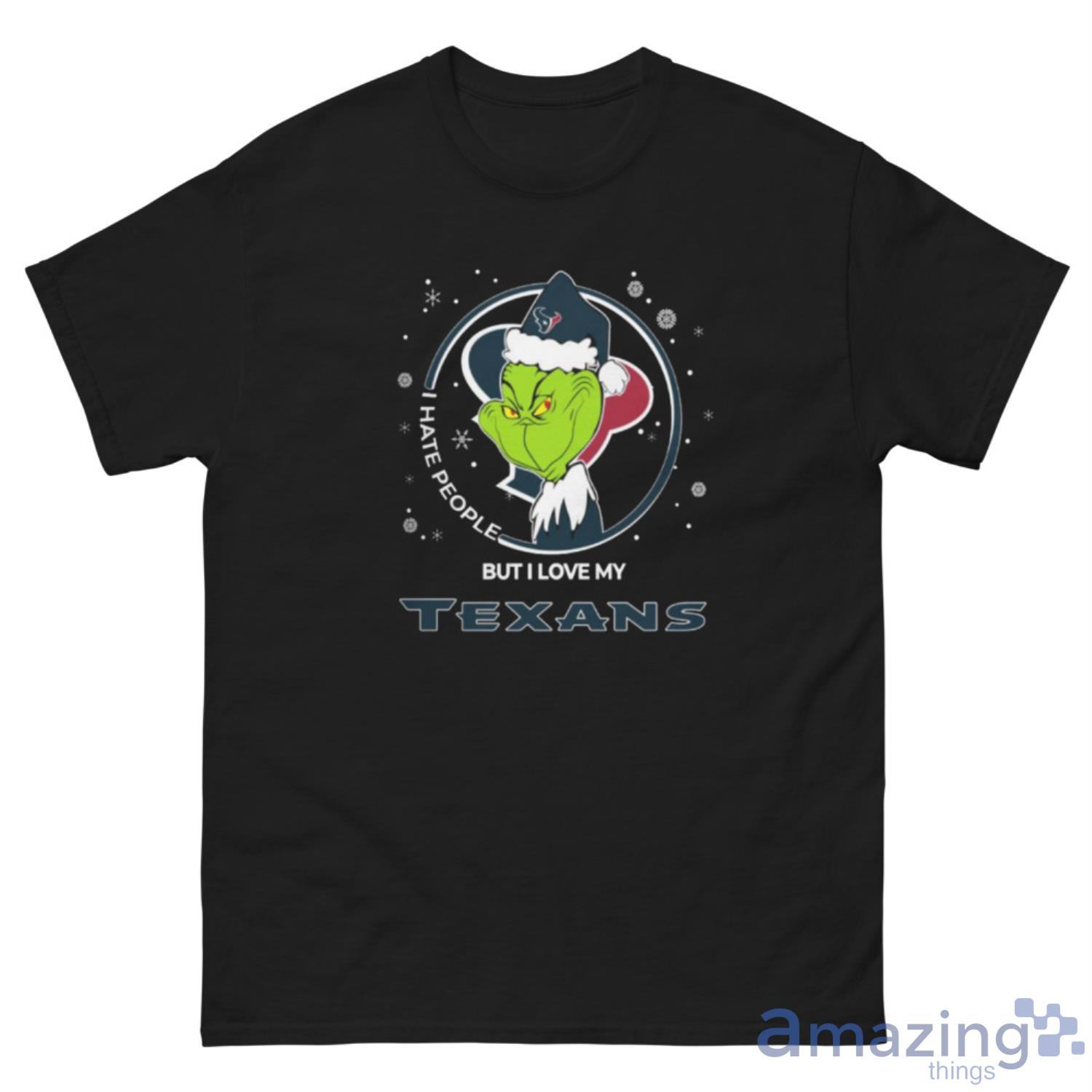Christmas Grinch Santa I Hate People But I Love My Houston Texans Christmas Shirt Gift Ideas image Christmas Grinch Santa I Hate People But I Love My Houston Texans Christmas Shirt Gift Ideas - G500 Men’s Classic Tee