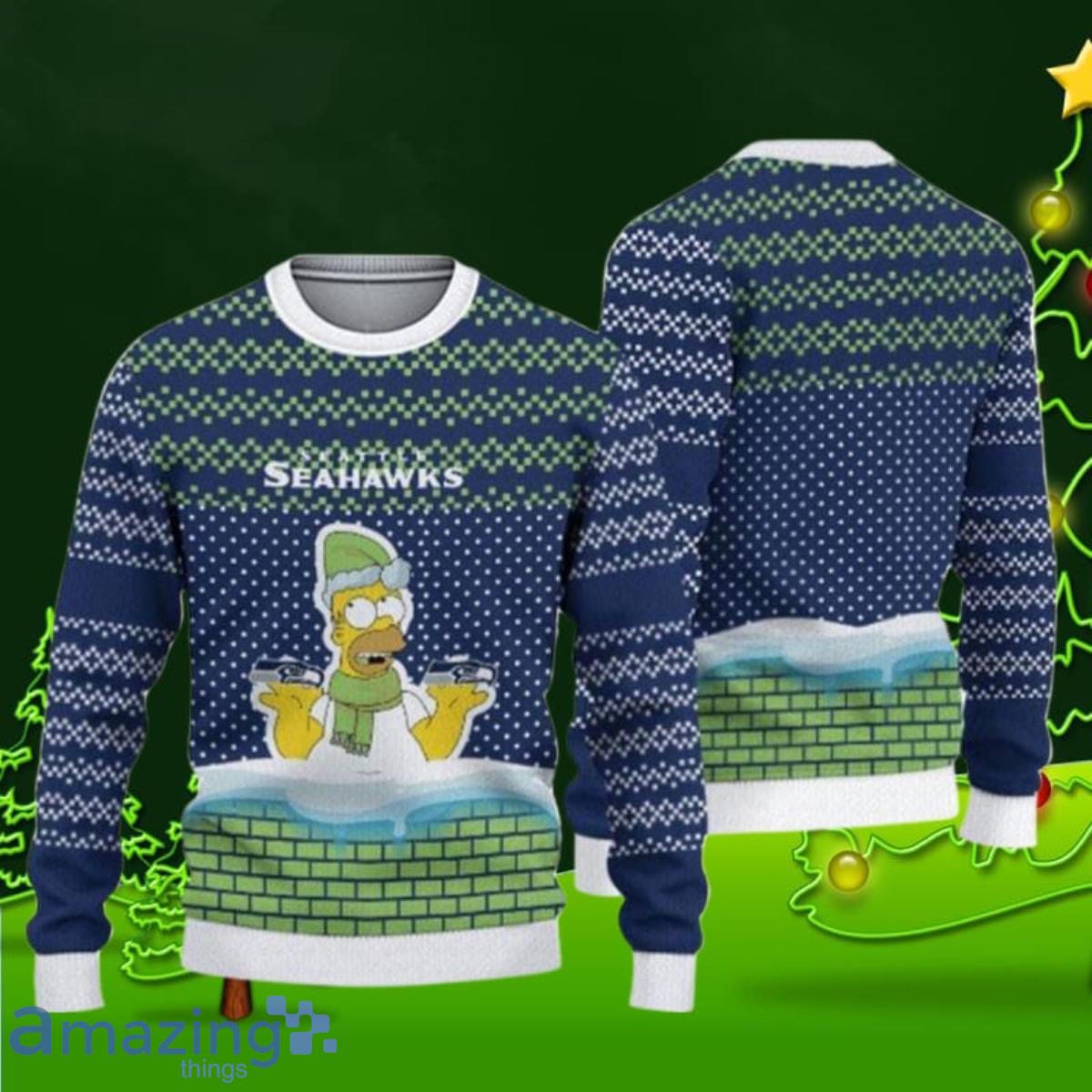 Christmas Seattle Seahawks Logo Simpson Ugly Christmas Sweater Best Gifts Product Photo 1
