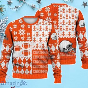 Cincinnati Ugly Sweater Christmas, Retro Football American Sweatshirt Pattern 3D For Fans Product Photo 1