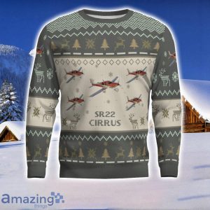 Cirrus SR22 Aircraft Ugly Christmas Sweater Aircraft Lover Gift Veteran Aircraft All Over Printed Sweater Product Photo 2