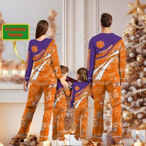 Clemson Tigers Custom Name Christmas Pajamas For Fans image Clemson Tigers Custom Name Christmas Pajamas For Fans Product Photo 2