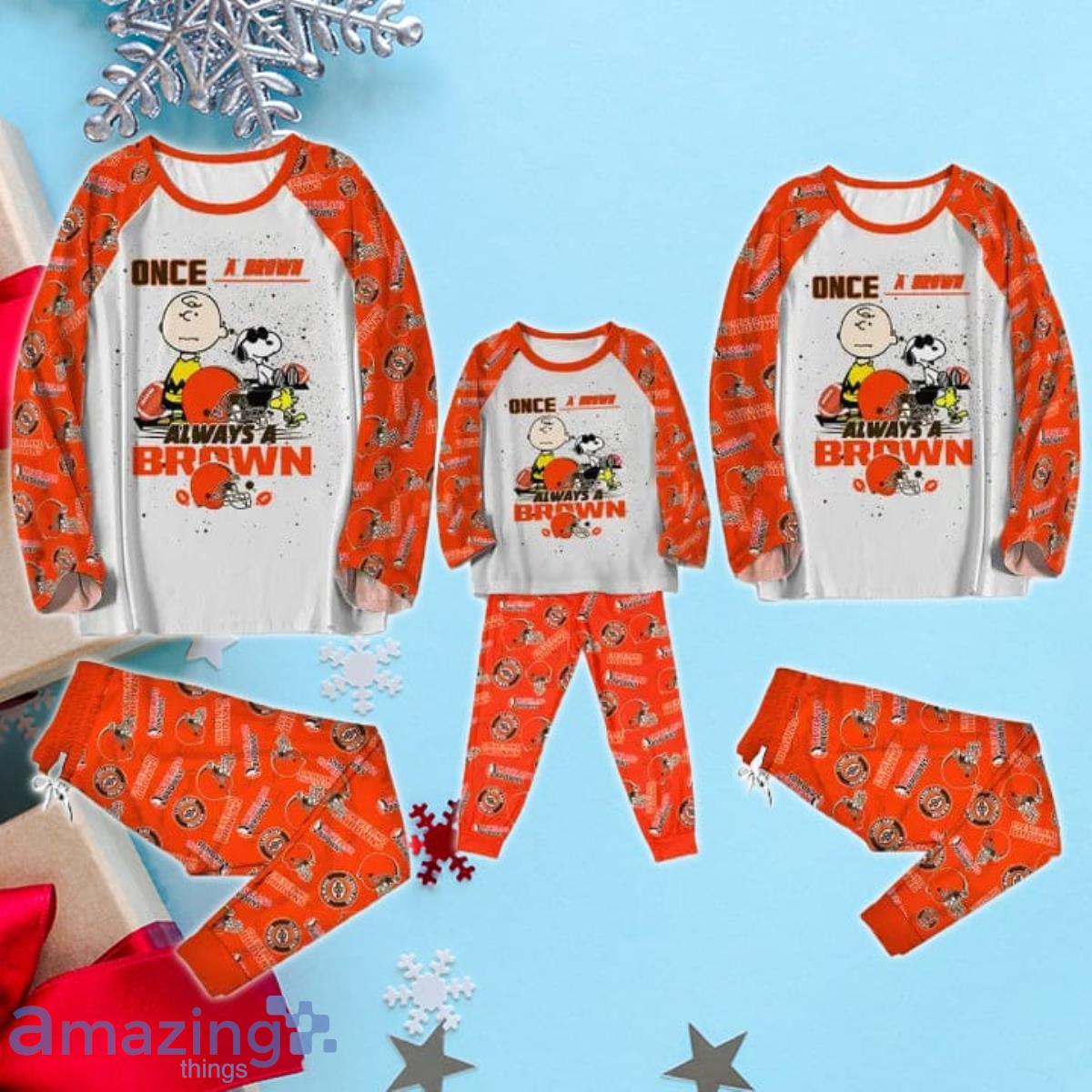 Cleveland Browns Once A Brown Always A Brown Snoopy Pajamas Set image Cleveland Browns Once A Brown - Always A Brown Snoopy Pajamas Set Product Photo 2