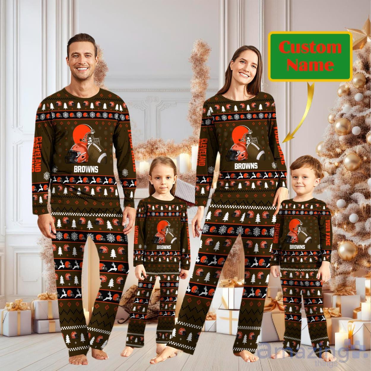 Cleveland Browns Personalized Christmas Pajamas For Fans image Cleveland Browns Personalized Christmas Pajamas For Fans Product Photo 1