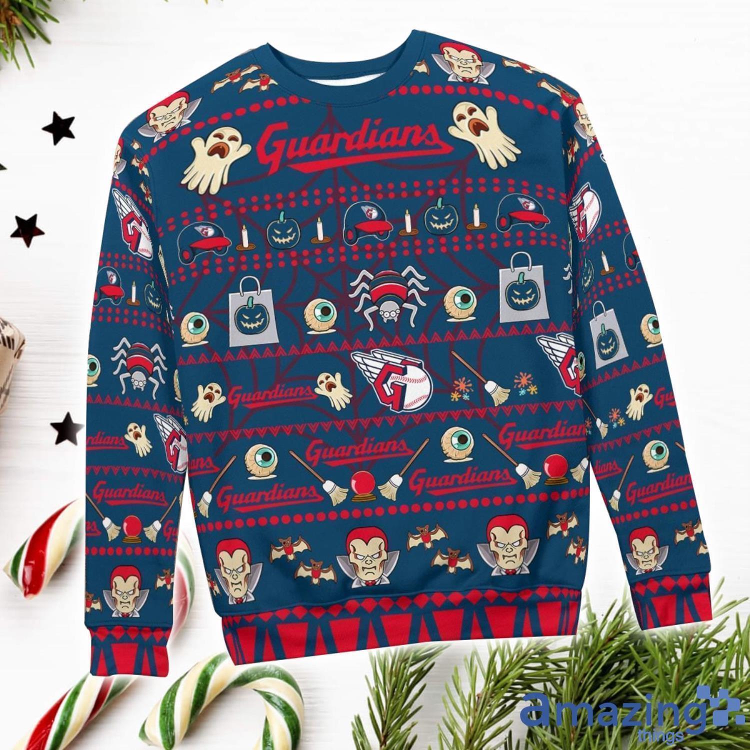 Cleveland Guardians Pumpkin Halloween Spooky Ghost Pattern Funny 3D Sweater Men And Women Gift image Cleveland Guardians Pumpkin Halloween Spooky Ghost Pattern Funny 3D Sweater Men And Women Gift Product Photo 4